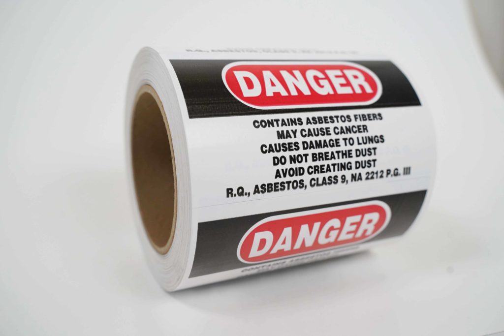 Asbestos Wrning Label 3"x5" 1000rl Enviropore