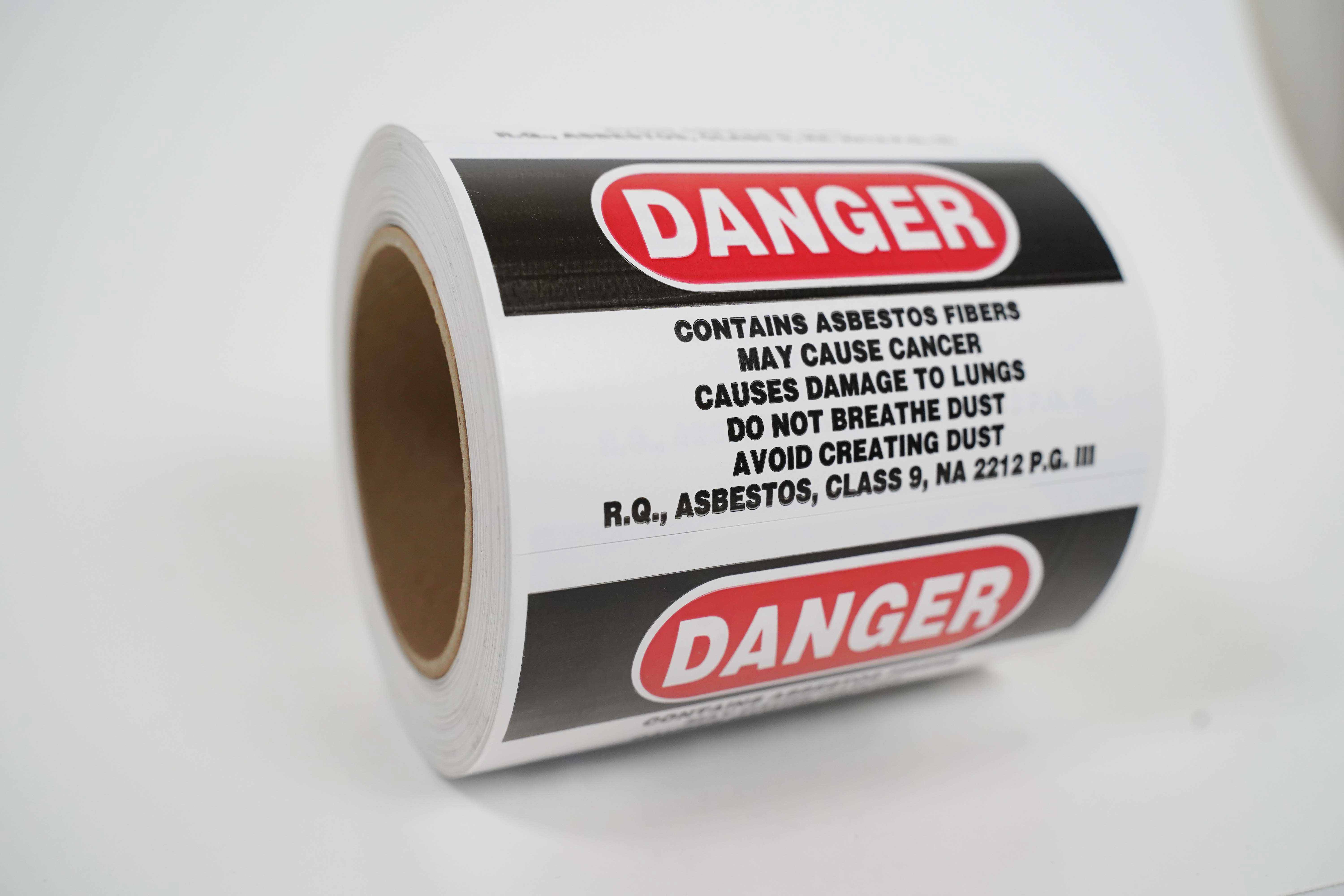 Asbestos Caution Labe 500per Roll - Enviropore